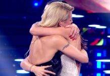 L'abbraccio tra Michelle Hunziker e Belen Rodriguez a Michelle Impossible